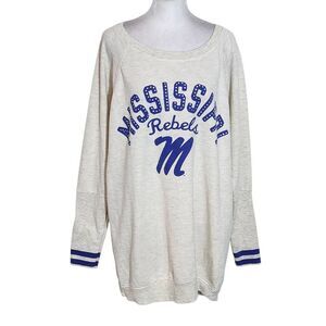 Touch Stadium Gray Ole Miss Rebels Oversized Pullover Tunic Size Large